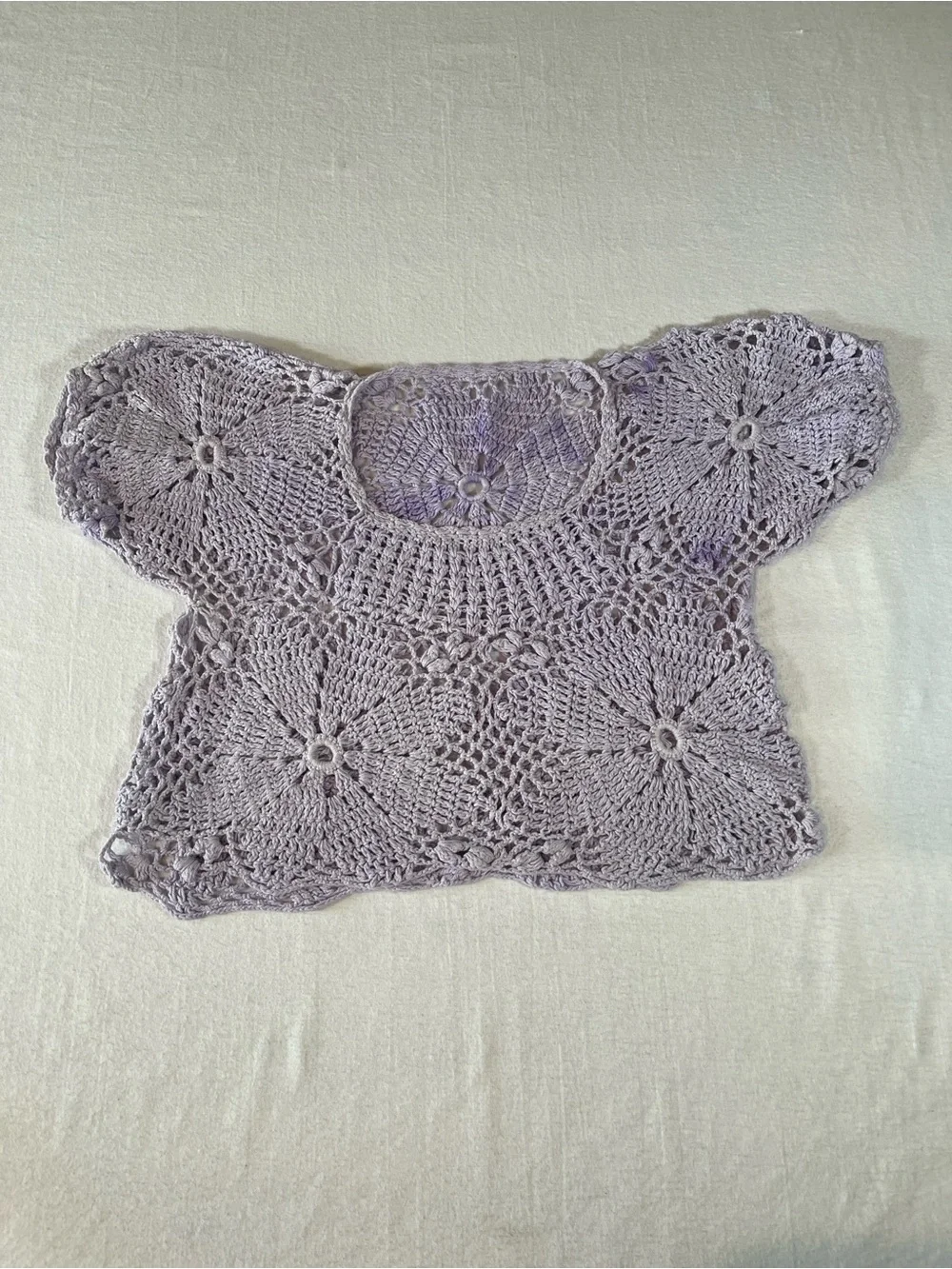 Handmade Crochet Floral Lilac Crop Top Boho Cottagecore